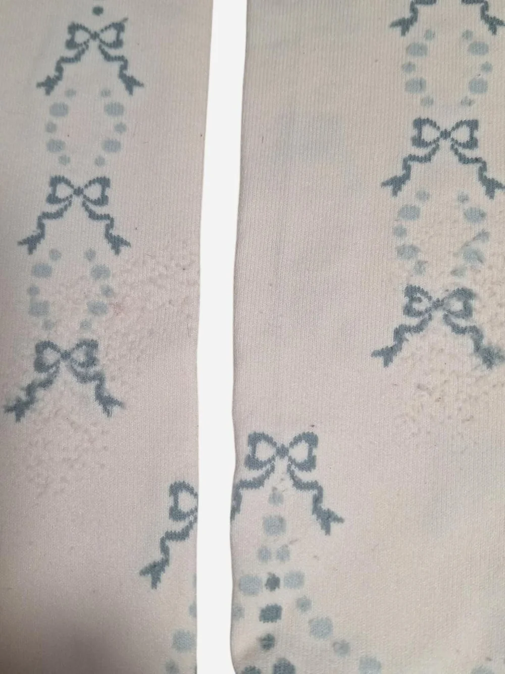 White Innocent World Ivory Blue Bow Socks with Light Blue Bow and Garland Detail